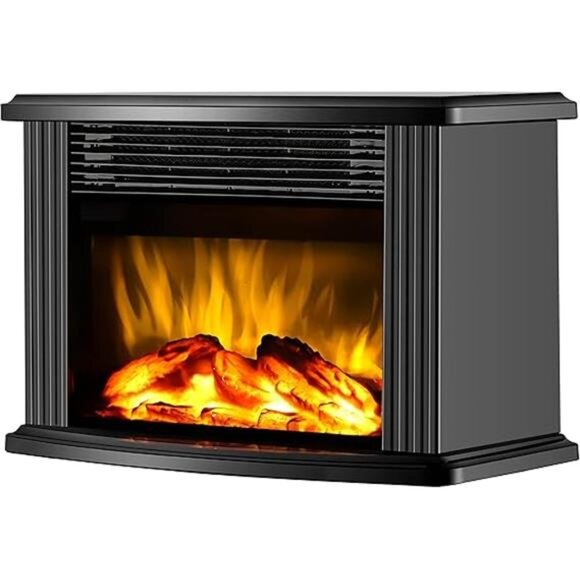14" Mini Radiators Electric Fireplace Portable Heater, 1500W, Black Metal Frame - Picture 7 of 7